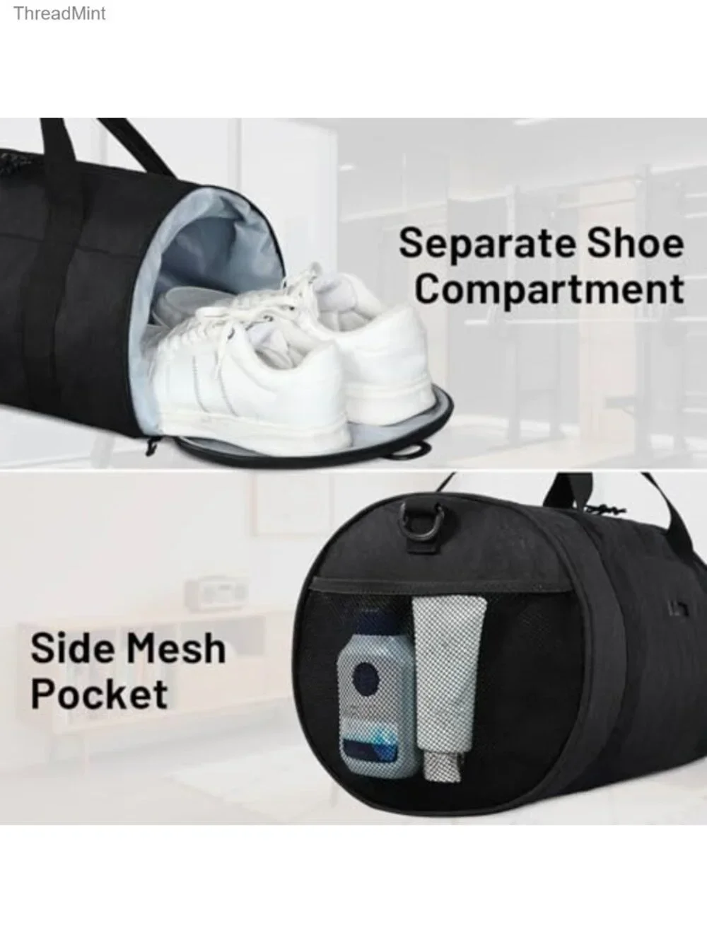 24L Nylon Duffle Bag with Shoe Compartment & Wet Pocket